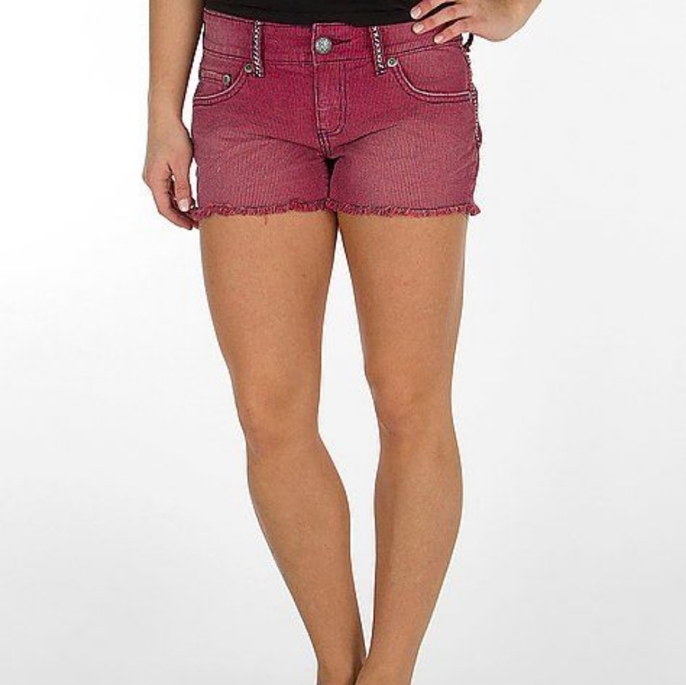 Daytrip Women's Red Frayed Hem Shorts